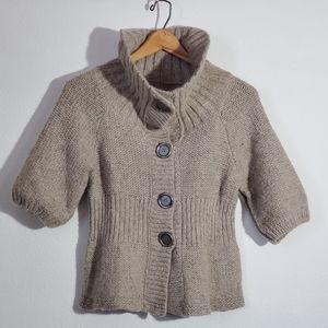 Small Free People Oatmeal Wool Blend Boho Cottagecore Knit Sweater